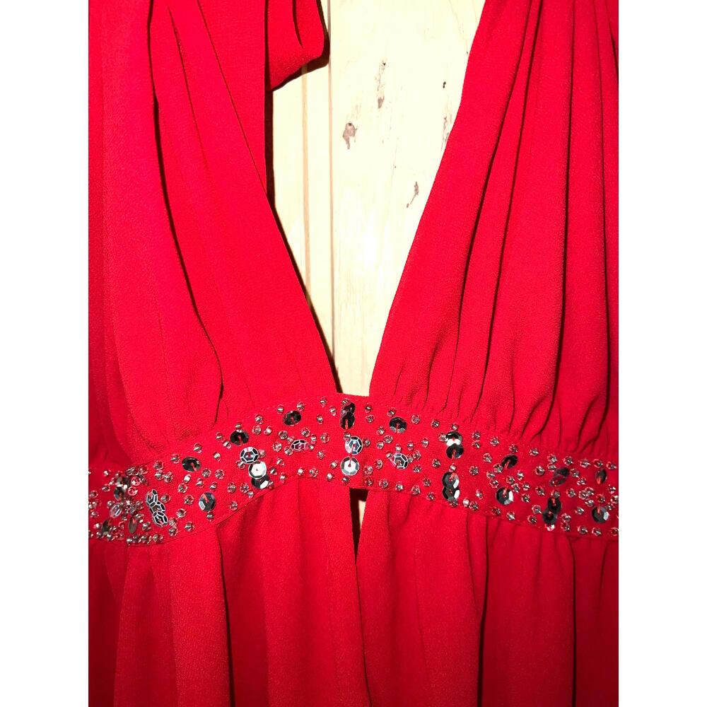 Victoria's Secret Y2K Vintage Babydoll Top Womens Large Halter Bling Chiffon Gem - Picture 3 of 9